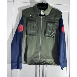 Naruto Shippuden Anime Cloak Jacket Green Navy Red Polyester Embroidered L